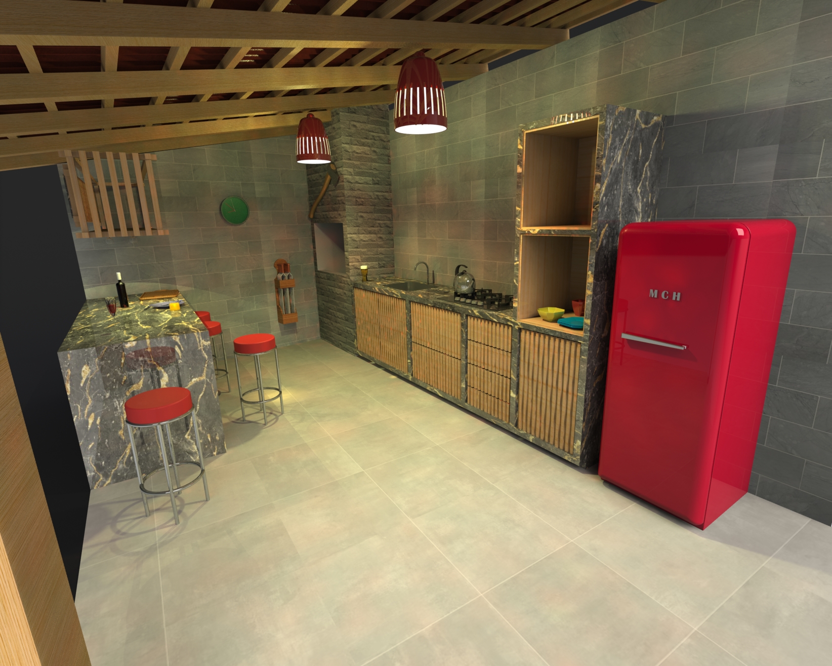 烧烤区户外厨房西南